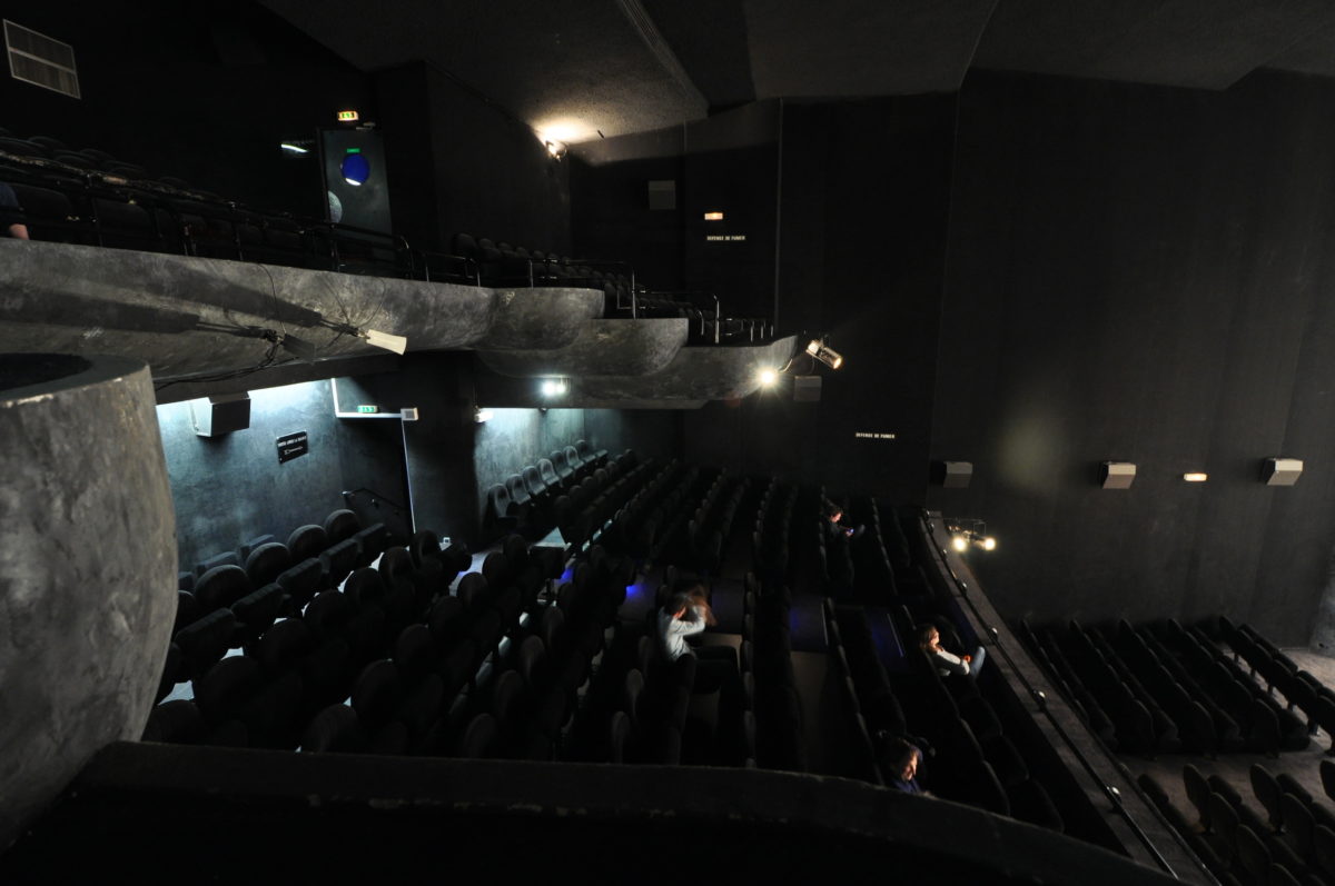 a dark movie theatre