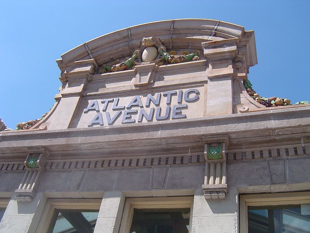 train station with "atlantic avenue" signage