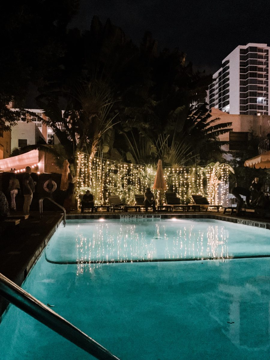 a pool at night