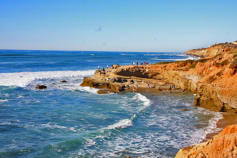 beach shore near cliffs