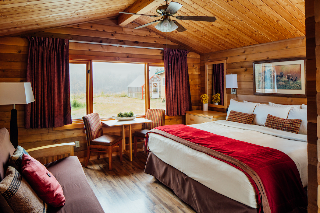 a cozy cabin bedroom