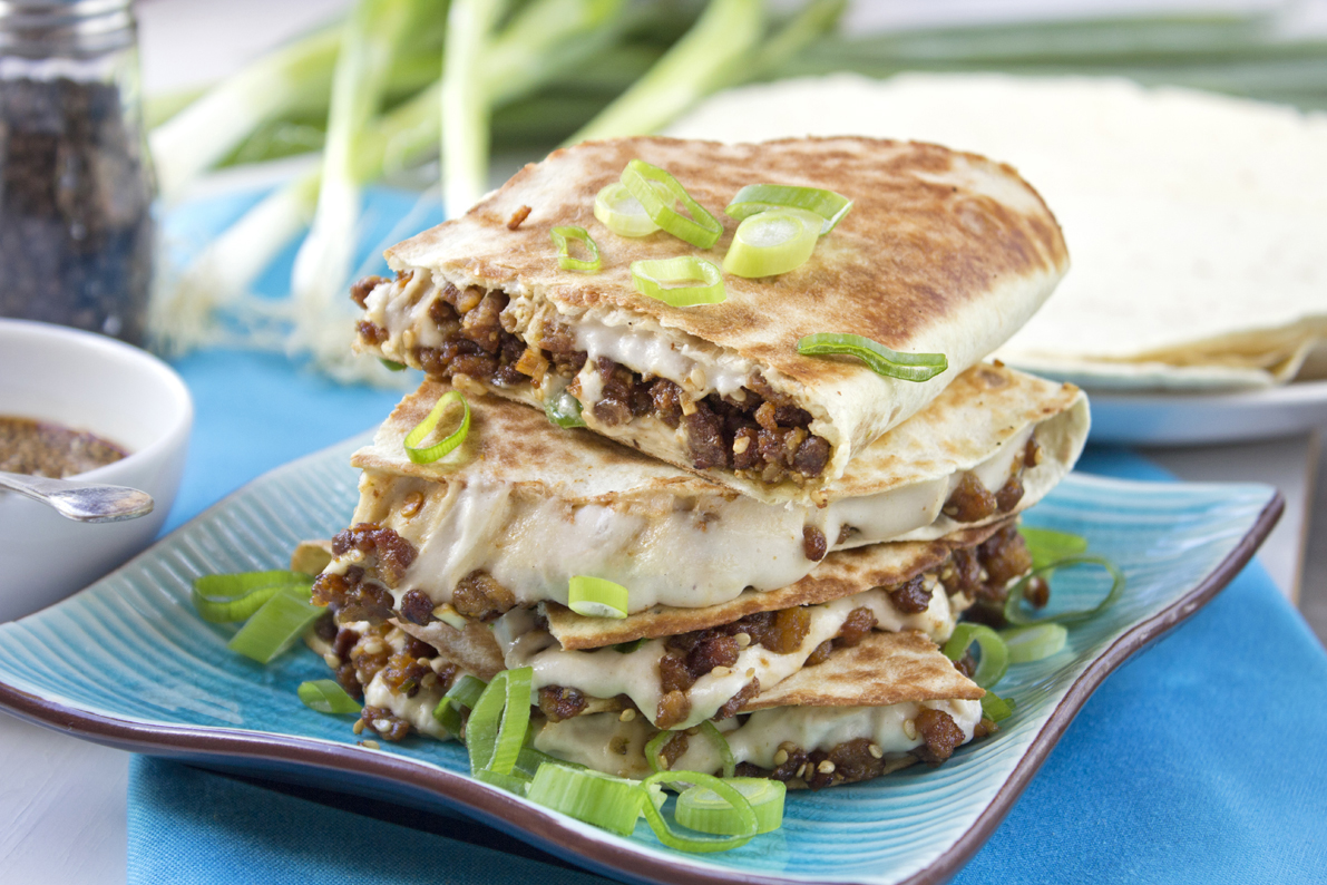 a stuffed vegan quesadilla