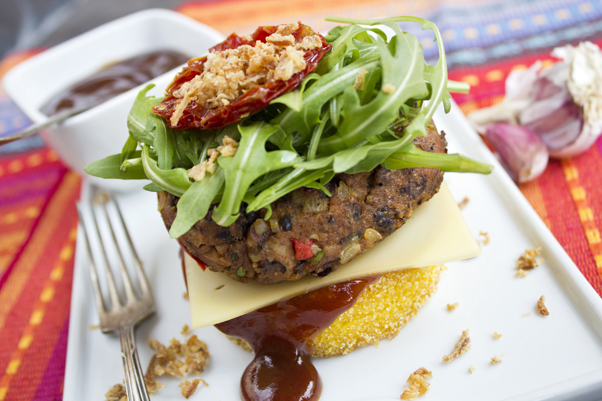 a vegan burger on a plate