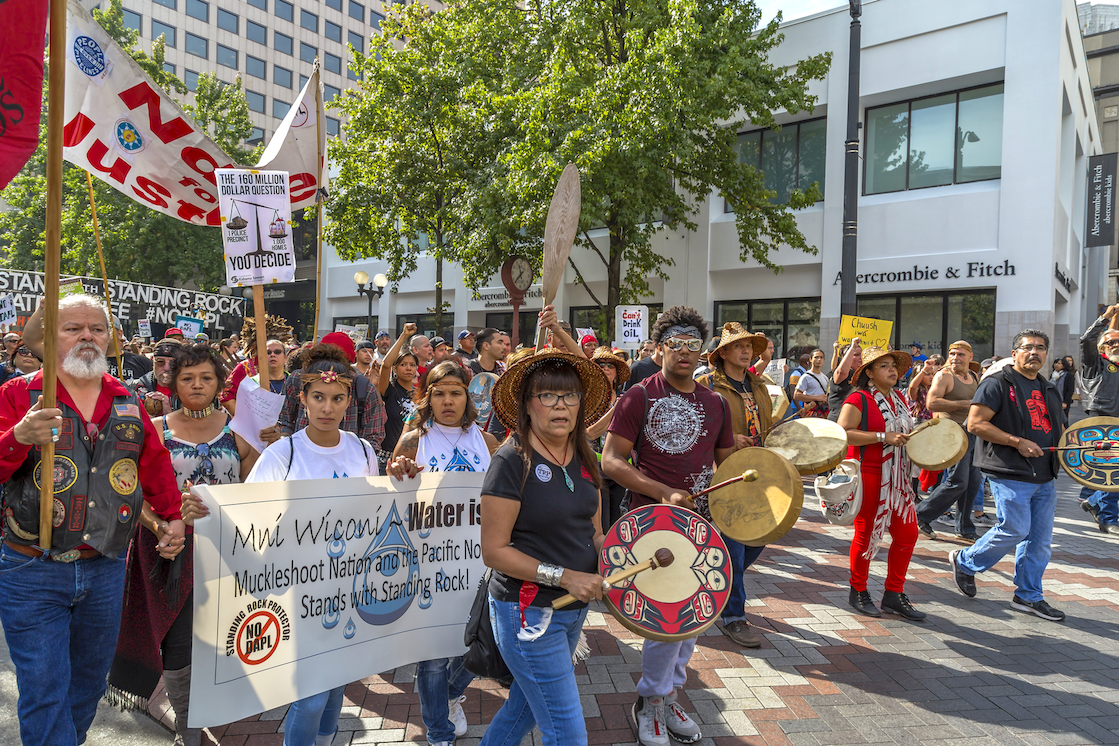 a crowd of protestors