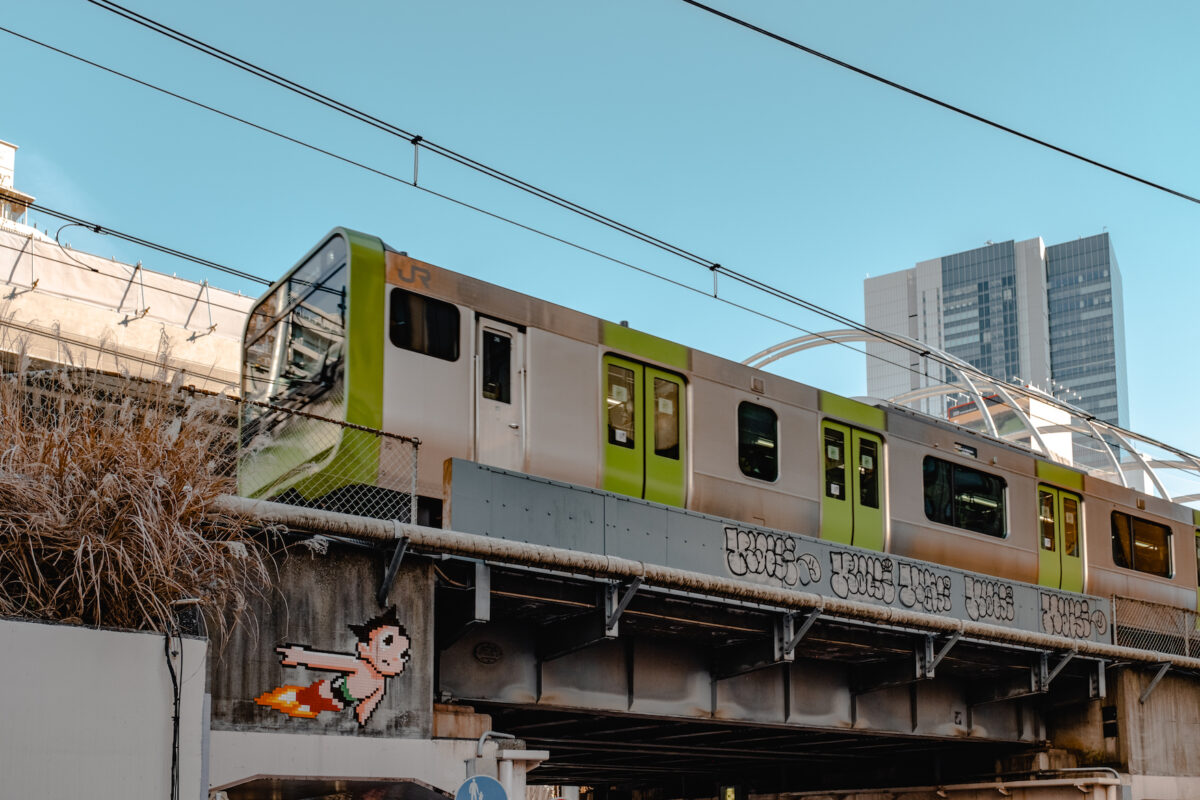 a rail train in Tokyo