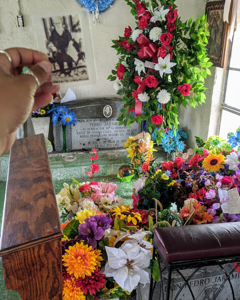 a shrine covered in flowers