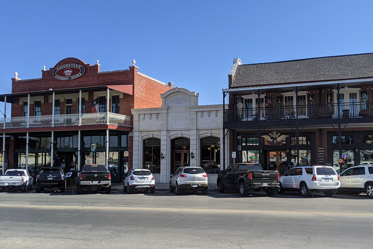 buildings lining a street