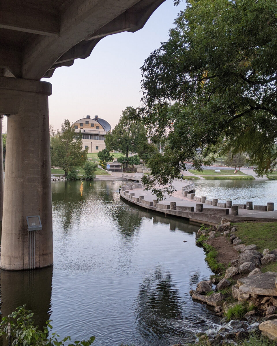 a city river walk