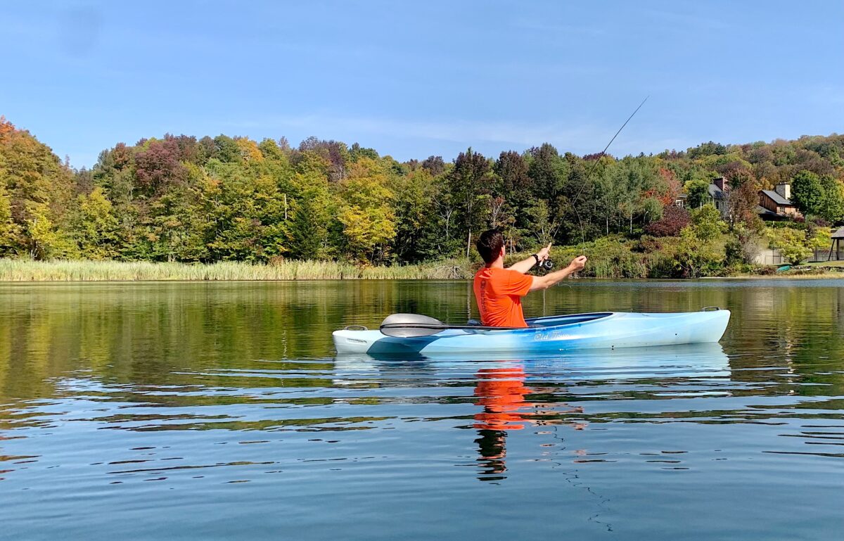 a man canoeing