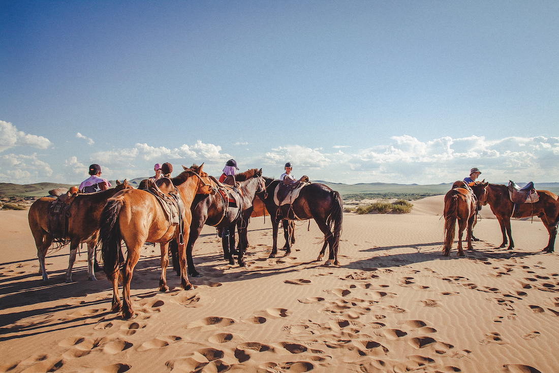 a group of horse riders