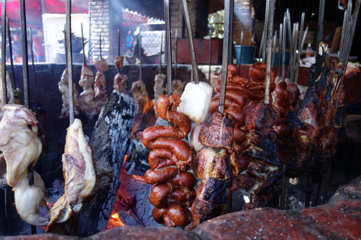 several racks of smoked meats